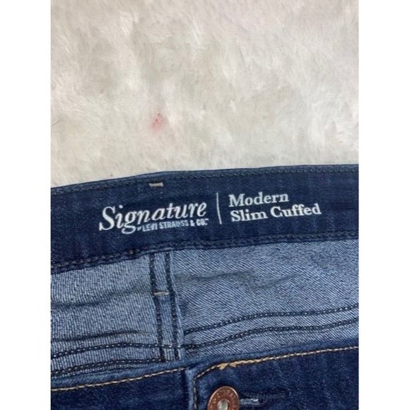 Levi Signature Size 20 Womens Jeans Modern Slim Cuffed High Rise Dark Wa… - Picture 2 of 4